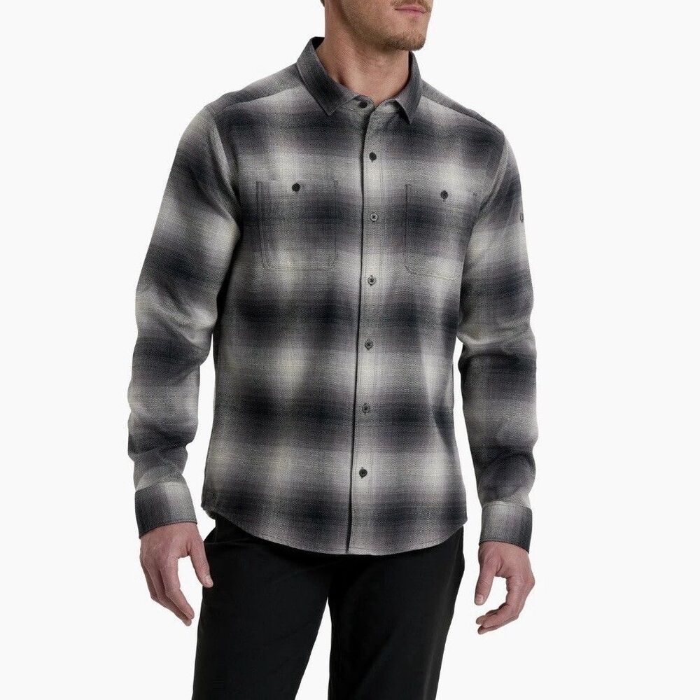 Kuhl The Law Flannel Shirt Men’s Large Button Down Long Sleeve Plaid Shirt Brown